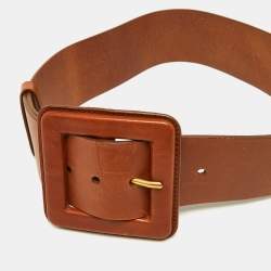 Pre Owned Yves Saint Laurent Brown Leather Wide Waist Belt 95CM