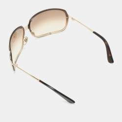 Pre Owned Yves Saint Laurent Gold/Brown 6145/S Oversized Sunglasses