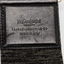 مملوكة مسبقًا Yves Saint Laurent Gold/Black Elastic and Leather Waist Belt 65 CM