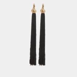 Yves Saint Laurent Fabric Gold Tone Earrings