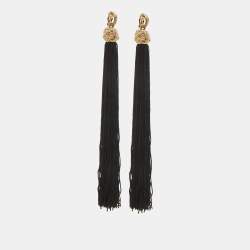 Yves Saint Laurent Fabric Gold Tone Earrings