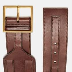 Pre Owned Yves Saint Laurent Brown Leather Strappy Wide Buckle Belt L