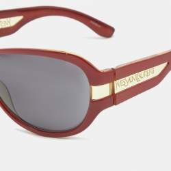 Pre Owned Yves Saint Laurent Brown/Black 6183/S Oversized Sunglasses
