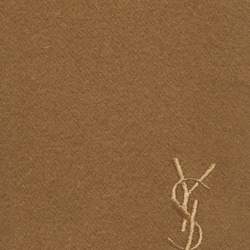 Pre Owned Yves Saint Laurent Vintage Brown Logo Embroidered Wool Fringed Muffler 