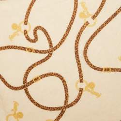 Pre Owned Yves Saint Laurent Vintage Beige Printed Cotton Handkerchief 