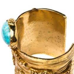 Yves Saint Laurent Turquoise Glass Cabochon Gold Tone Arty Bracelet M