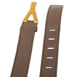 Pre Owned Yves Saint Laurent Brown Leather Y Buckle Belt 90CM