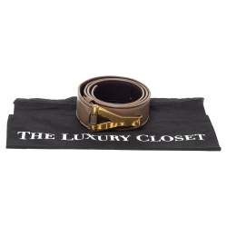 Pre Owned Yves Saint Laurent Brown Leather Y Buckle Belt 90CM