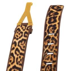 Pre Owned Yves Saint Laurent Brown Animal Print Calf Hair Y Buckle Belt 90CM