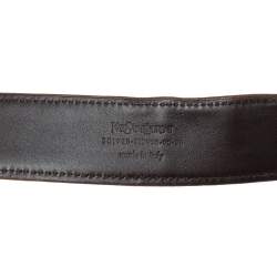 Pre Owned Yves Saint Laurent Brown Animal Print Calf Hair Y Buckle Belt 90CM