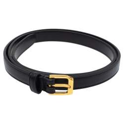 Pre Owned Yves Saint Laurent Black Leather Belt 80CM