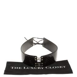 Pre Owned Yves Saint Laurent Black Patent Leather Waist Belt M