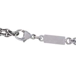Pre Owned Yves Saint Laurent Heart Motif Silver Double Strand Necklace