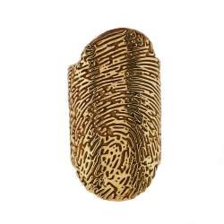 Pre Owned Yves Saint Laurent Embossed Fingerprint Gold Tone Ring 52