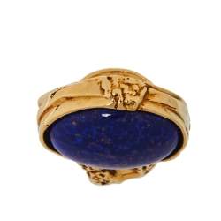 Pre Owned Yves Saint Laurent Blue Cabochon Arty Cocktail Ring Size EU 49