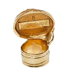 Pre Owned Yves Saint Laurent Blue Cabochon Arty Cocktail Ring Size EU 49