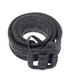 Pre Owned Yves Saint Laurent Grey Knitted Waist Belt 85CM