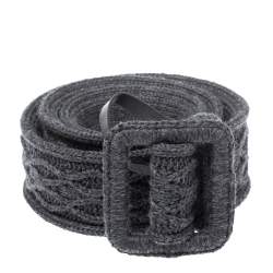 Pre Owned Yves Saint Laurent Grey Knitted Waist Belt 85CM