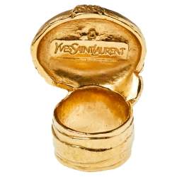 Pre Owned Yves Saint Laurent Black Cabochon Ovale Arty Ring Size EU 57