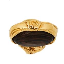 Pre Owned Yves Saint Laurent Wood Arty Ring Size EU 49