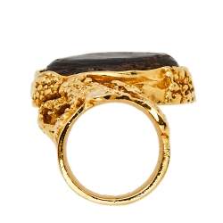 Pre Owned Yves Saint Laurent Wood Arty Ring Size EU 49