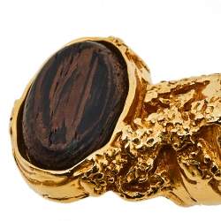 Pre Owned Yves Saint Laurent Wood Arty Ring Size EU 49