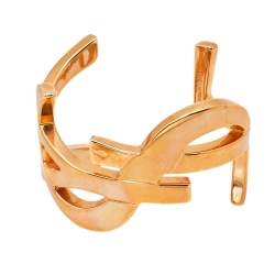 Pre Owned Yves Saint Laurent Rose Gold Tone Monogram Cuff Bracelet