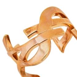 Pre Owned Yves Saint Laurent Rose Gold Tone Monogram Cuff Bracelet