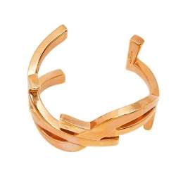 Pre Owned Yves Saint Laurent Rose Gold Tone Monogram Cuff Bracelet