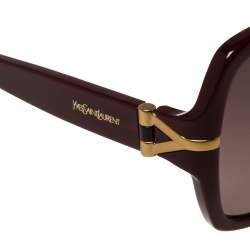 Pre Owned Yves Saint Laurent Bordeaux / Burgundy YSL6307/S Square Sunglasses