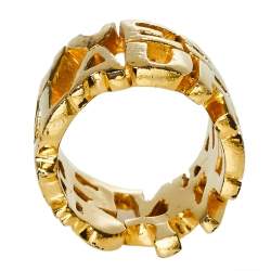 Pre Owned دبلة أيف سان لوران شعار لون ذهبي فينتدج مقاس EU 52