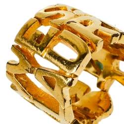 Pre Owned دبلة أيف سان لوران شعار لون ذهبي فينتدج مقاس EU 52