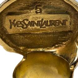 Pre Owned Yves Saint Laurent Pink Glass Cabochon Arty Ring Size 5