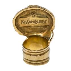 Pre Owned Yves Saint Laurent Pink Glass Cabochon Arty Ring Size 5