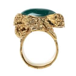 Pre Owned Yves Saint Laurent Green Cabochon Arty Ring Size 7