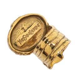 Pre Owned Yves Saint Laurent Green Cabochon Arty Ring Size 7