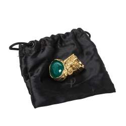 Pre Owned Yves Saint Laurent Green Cabochon Arty Ring Size 7