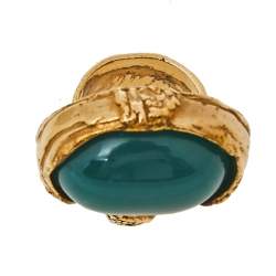 Pre Owned Yves Saint Laurent Green Cabochon Arty Ring Size 7