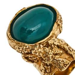 Pre Owned Yves Saint Laurent Green Cabochon Arty Ring Size 7