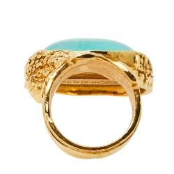 Pre Owned Yves Saint Laurent Green Cabochon Arty Ring Size 7