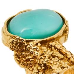 Pre Owned Yves Saint Laurent Green Cabochon Arty Ring Size 7