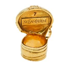 Pre Owned Yves Saint Laurent Green Cabochon Arty Ring Size 7