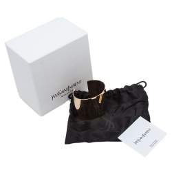 Pre Owned Yves Saint Laurent Y Gold Tone Cuff Bracelet