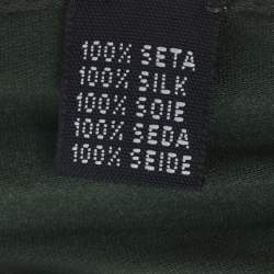 Pre Owned Yves Saint Laurent Logo Medallion Olive Green Satin Silk Choker