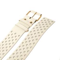 Pre Owned Yves Saint Laurent White Perforated Patent Leather Buckle Belt 90CM