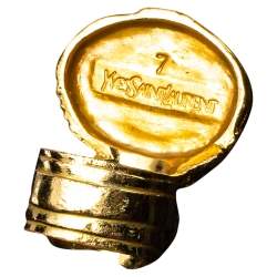 Pre Owned Yves Saint Laurent Blue Cabochon Arty Cocktail Ring Size EU 53