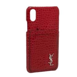 Saint Laurent Paris Red Croc Embossed Leather iPhone XS Max Case