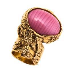 مملوكة مسبقًا خاتم كوكتيل ايف سان لوران أرتي حجر وردي مقاس أوروبي 54.5 