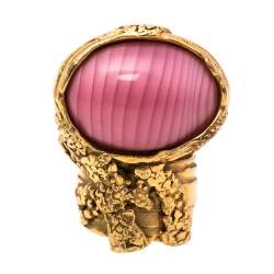 مملوكة مسبقًا خاتم كوكتيل ايف سان لوران أرتي حجر وردي مقاس أوروبي 54.5 