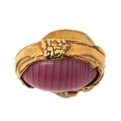 مملوكة مسبقًا خاتم كوكتيل ايف سان لوران أرتي حجر وردي مقاس أوروبي 54.5 